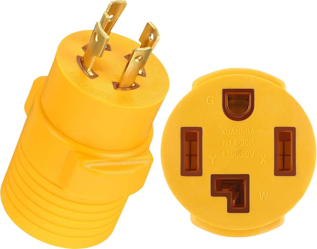 Kanayu 30Amp Generator to Dryer Adapter Compatible with NEMA L14-30P to 14-30R, 4 Prong Locking Generator Male Plug to 4 Prong New Dryer Female Receptacle, Generators to New Dryers Adapter