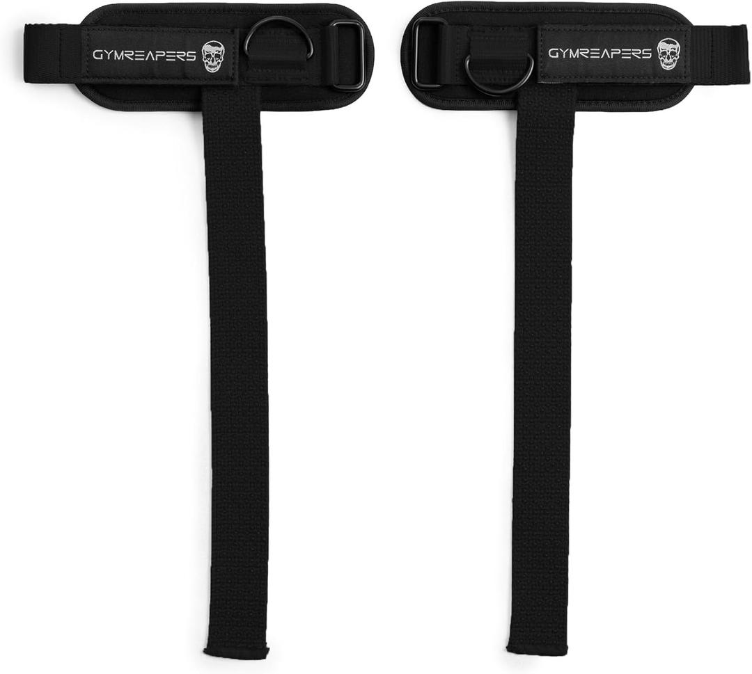 Gymreapers GripLink Lifting Straps  Heavy Duty D-Ring Weight Lifting Wrist Straps with Anti-Slip Silicone Grip Beads, Cushioned & Adjustable Support for Deadlifts, Powerlifting, Cable Machines & Gym Training (Black/White)