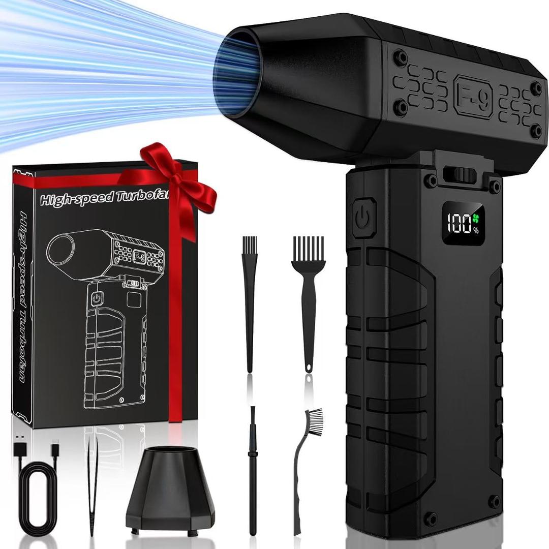 Compressed Air Duster 130000RPM Electric Duster with LED Light, 100 Gear Adjustable Rechargeable Cordless Air Blower Cleaning Tool for Keyboard (Black)