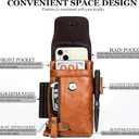 Leather Phone Holster - Genuine Full-Grain Buffalo Leather Cell Phone Holsters - for iPhone 16, 15, 14, 13pro, Galaxy S24, S23, S22-7”H X 3.5" W (Coffee)