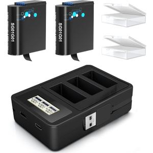 2 Pack Replacement Battery for Gopro Hero 8 Quick Charger Accessories with Digital Monitor 1800mAh Batteries Compatible with GoPro Hero 8 Black Hero 7 Black Hero 6 Black Hero 5 Black