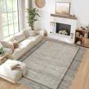 GarveeHome Scalloped Washable Rug 8x10 Rugs for Living Room Modern Bedroom Rug Large Area Rug Non Slip Throw Rugs Soft Low Pile Stain Resistant Carpet for Nursery Classroom Dining Room 8'x10' Brown