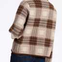 HOULENGS Women's Vintage Button Down Cardigan Sweater Plaid Print Long Sleeve Knit Coat Fall Fashion Outerwear with Pockets (XS)