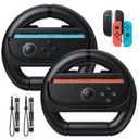 FASTSNAIL [Switch 1/2 Compatible] Steering Wheels for Nintendo Switch2 & Switch1/OLED for Joy-Con2, Racing Wheels for Mario Kart World/8 Deluxe Gaming, Universal Joycon Wheels 2 Pack (Black,Black)