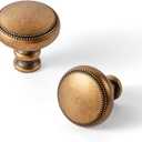 Goo-Ki 1.3''(33mm) Dia Antique Brass Cabinet Knob-Have Duty Zinc Alloy Drawer Knobs,Modern Style 6 Pack