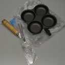 Cast Iron 4-Cup Egg Pan, Small Omelette Pan with Turner & Oil Brush, Breakfast Pan for Eggs Pancakes Sandwiches Burgers, Suitable for Gas Stove & Induction, Naturally Nonstick with Seasoning, 6.6inch