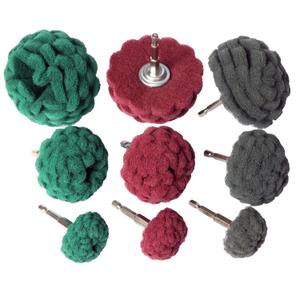 9PCS Scouring Pads Abrasive Buffing Polishing Wheel Drill Attachment Set, Non Woven Wheel Polishing Kit for Drill,Power Scrubber Drill Polishing KitGreen red Gray 1/4 Shank