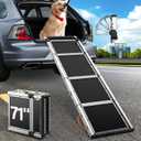 Foldable Dog Car Ramp for Large Dog (80-200 lbs), Extra L71 W17 Folding Pet Ramp with Heavy Duty Steel Hinges, Anti-Slip Outdoor Dog Ramps for Car SUV Truck Side Door (5 Folded)