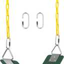 AGPTEK Swing Set, Seat with 66 Inch Anti-Rust Chains Thermoplastic Coated, Support 250lb, Cushion Accessories Replacement with Snap Hooks for Outdoors, Playground, Jungle & Gym - Green