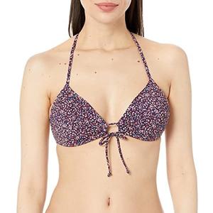 EIDON Women's Summer Molded Cup Push Up Triangle Bikini Top Swimsuit, L