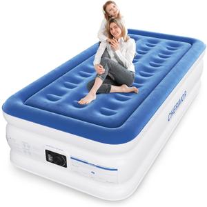 CHERIMOR Twin XL Air Mattress with Built-in Pump, 18" Raised Comfort, 80 Length, 48Hr Leak-Proof Test, Upgraded Honeycomb Pillar Design, Supports 500 lbs, 2-Min Inflation for Home Guests-Blue