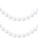 GCQQ White Pompom Garlands, 1.2" Large Pompom Garland Boho Decor, 16.4 Ft 60 Pompom Ball Garlands, Red White Christmas Garlands for Christmas Tree, Valentine's Day Indoor Mantle Decor(1.2"/3cm)