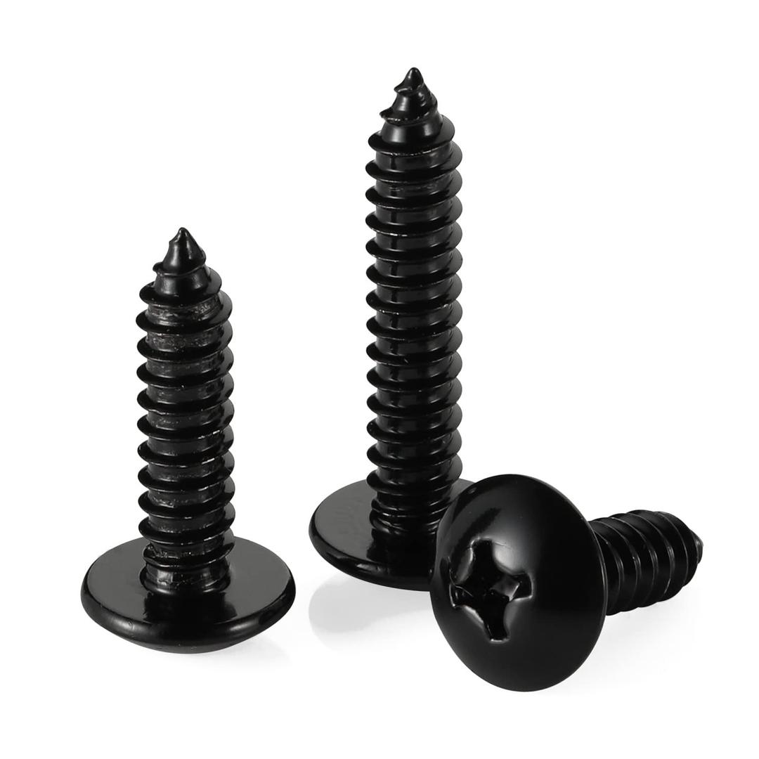#14 x 3/4" Truss Head Wood Screws Self Tapping Screws, 18-8 (304) Stainless Steel, Black Finish, 50 PCS