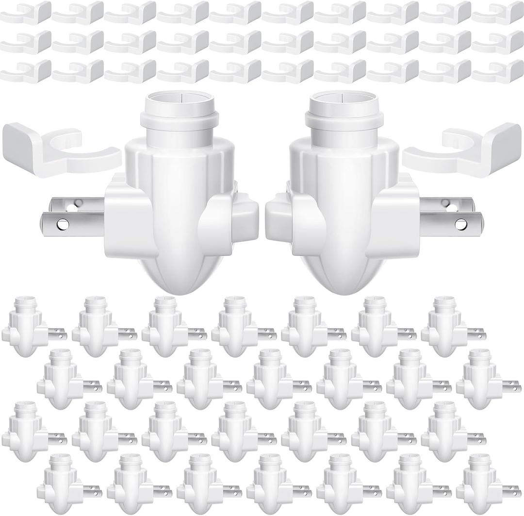 Tuanse 30 Sets Plug in Night Light Module Night Light Base with Shade Mounting Clip Plastic Lights Rotating Base for Making Your Own Decorative (White)