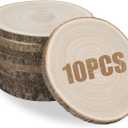 10 Pcs Unfinished Wood Slices 8-9 Inches - Natural Wood Rounds with Bark for Centerpieces, Wedding Decor, Crafts, DIY Projects - Rustic Table Decor, Wood Burning, Painting, Holiday & Party Decoration