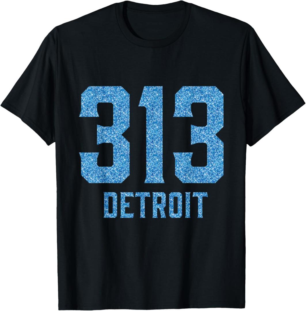 Distressed Vintage 313 Detroit Area Code City T-Shirt, Size 3XL