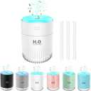 Rechargeable Mini Humidifier, Colorful Cool Mist Humidifiers with 7 Color Light, Small Personal Desktop Humidifier for Baby Bedroom, Office, Nursery, Travel with Auto Shut-Off, Super Quiet (White)