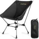 Camptime Portable Camping Chair Plus, Larger & Roomier, Compact and Lightweight, Folding Chair for Backpacking & Hiking, 330Lbs Capacity, Black