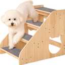 Dog Stairs for Small Medium Large Dogs 17.72" H Load Capacity 150lbs Solid Wood Non-Slip Sturdy Pet Steps for Bed & Couch 4 Step 15.75 * 22.44 * 17.72"