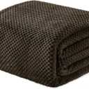 Exclusivo Mezcla Fleece Bed Blanket Twin Size, Super Soft and Warm Blankets for Bed, Couch and Sofa Waffle Textured, Cozy, Fuzzy and Lightweight (Coffee, 60x80 Inches)