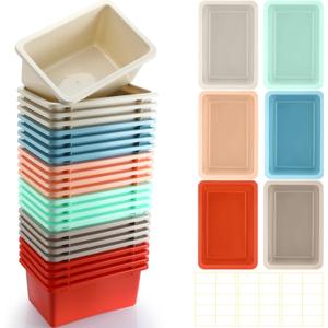 Thyle 24 Pieces Cubby Book Bins for Classroom, Classic, Retro Color