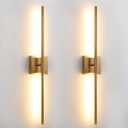 Brushed Gold LED Wall Sconces Set of 2 with Warm White Light