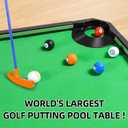 GOODLYSPORTS Golf Game -Combining Mini Pool Table & Golf - Worlds Largest Putting Green IndoorPutting Mat 108.2" L x 57.4" WGolf Pool Indoor Family Game