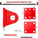 2 Pack D-Ring Shackles Mount Bracket with Backer Plate, D Ring Shackle Bracket, 5 TON Bolt On Clevis Mount Bumper Shackle Bracket, for Truck, Tractors, ATV, UTV, Pickup Trucks, Red