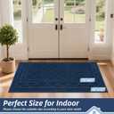 BEQHAUSE Dirt Trapper Door Mat 24" x 60", Doormat Non-Slip Entryway Rugs Washable, Dog Door Mat Stain Resistant and Absorbent Welcome Floor Mat for Front Back Door, Mud Wet Shoes & Paws, Navy Blue