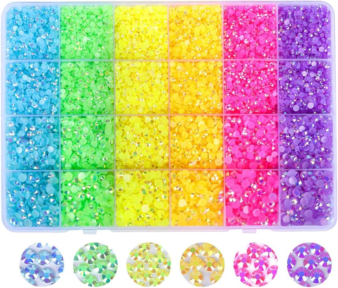 BELICEY 8800PCS Flatback Round Pearls Beads for Crafts Colorful Jelly Nails Art Crystal Rhinestone Pearl Gems Nail Supplies for DIY Crafts Clothes Tumblers Face Makeup Manicure