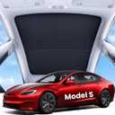 REEVAA 2025 Upgrade Tesla Model S Sunshade Roof [No Gaps, No-Sagging] Tesla S Accessories Heat Insulation Foldable Glass Sunroof Cover for Model S 2022-2025, 2PCS, Black