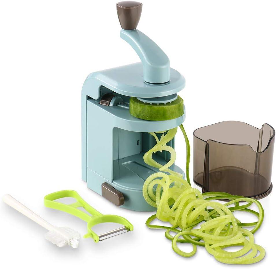 Ourokhome Vegetable Spiralizer Zucchini Noodles Maker  4 Built-in Spiral Slicer Blade for Veggie Spaghetti Paste (Teal)