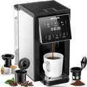 AIRMSEN Grind & Brew Coffee Maker with Built-in Grinder - Single-Serve Machine Compatible with K-Cup Pods & Ground Coffee, 1000W Fast 6-14oz Brew, Descaling Alert, Touchscreen & 50oz Removable Tank