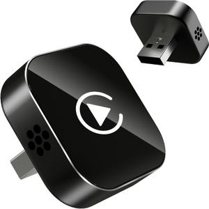 Wireless CarPlay Adapter, 2026 Upgraded Wired to Wireless for Apple CarPlay & Android Auto, Mini USB Design Car Play Adapter with Type-C Extension, Plug and Play, Stable Connection & No Latency 