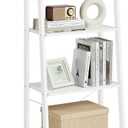VASAGLE Ladder Shelf, 4-Tier Bookshelf, Storage Rack, Bookcase with Steel Frame, for Living Room, Home Office, Kitchen, Bedroom, Industrial Style, Maple White and Pearl White ULLS044W44