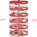 iDavosic.ly 6 Tier Rotating Earring Holder Organizer with Metal Tray, Adjustable Plastic Dangle Display Stands Tree with 342 Grooves, Large Hoop Storage Rack Tower, Red