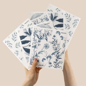 RECYCO Swedish Dishcloths for Kitchen | 6 Pack Foggy Blue Washable Dish Rags | Cellulose Reusable Cleaning Paper Towels | Absorbent Counter Dish Cloth Sponge Kitchen Wipes, 8" L x 7" W