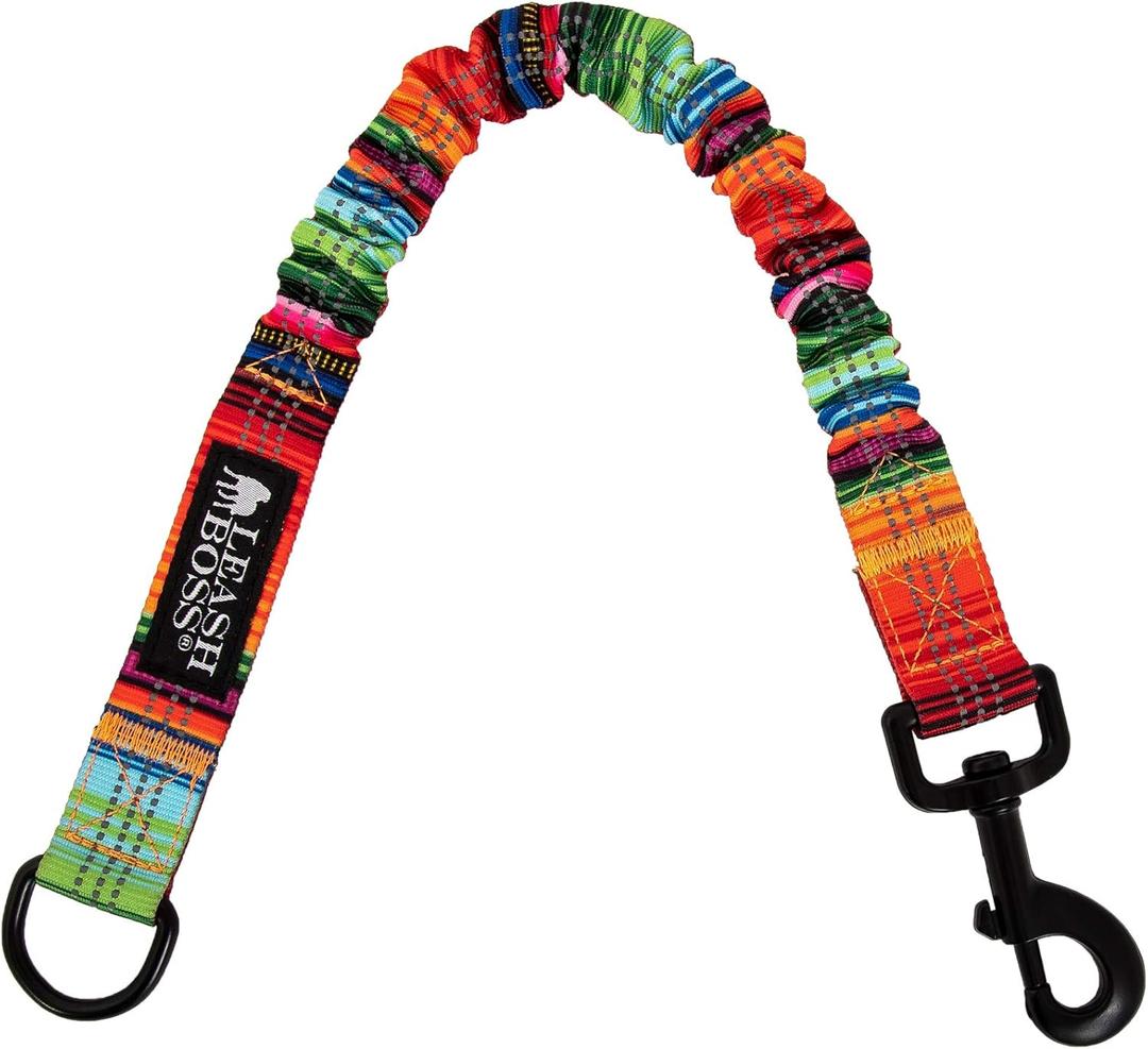 Leash Boss Pattern Bungee Dog Leash Extension, 18" Shock Absorbing Lead Extender, Pattern Collection - Large Dog Leash Attachment and Shock Absorber (Blanket Pattern)