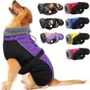 IECOii Extra Warm Reflective Dog Coat - Adjustable Winter Jacket with Buckle & Fleece Turtleneck for Small to Extra Large Dogs (X-Large(Chest:24.4-29.9 in), Purple)