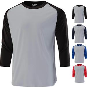Rawlings Men's Baseball 3/4 Sleeve Game/Practice Shirt | Adult Sizes | Multiple Colors (Black, M)