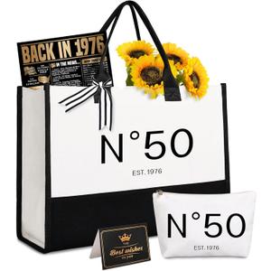 Lamyba 50th Birthday Gifts for Her, 50s Birthday Decorations for Women/Wife/Mom/Friends/Sister, Back in 1976 Poster, No 50 Tote Bag