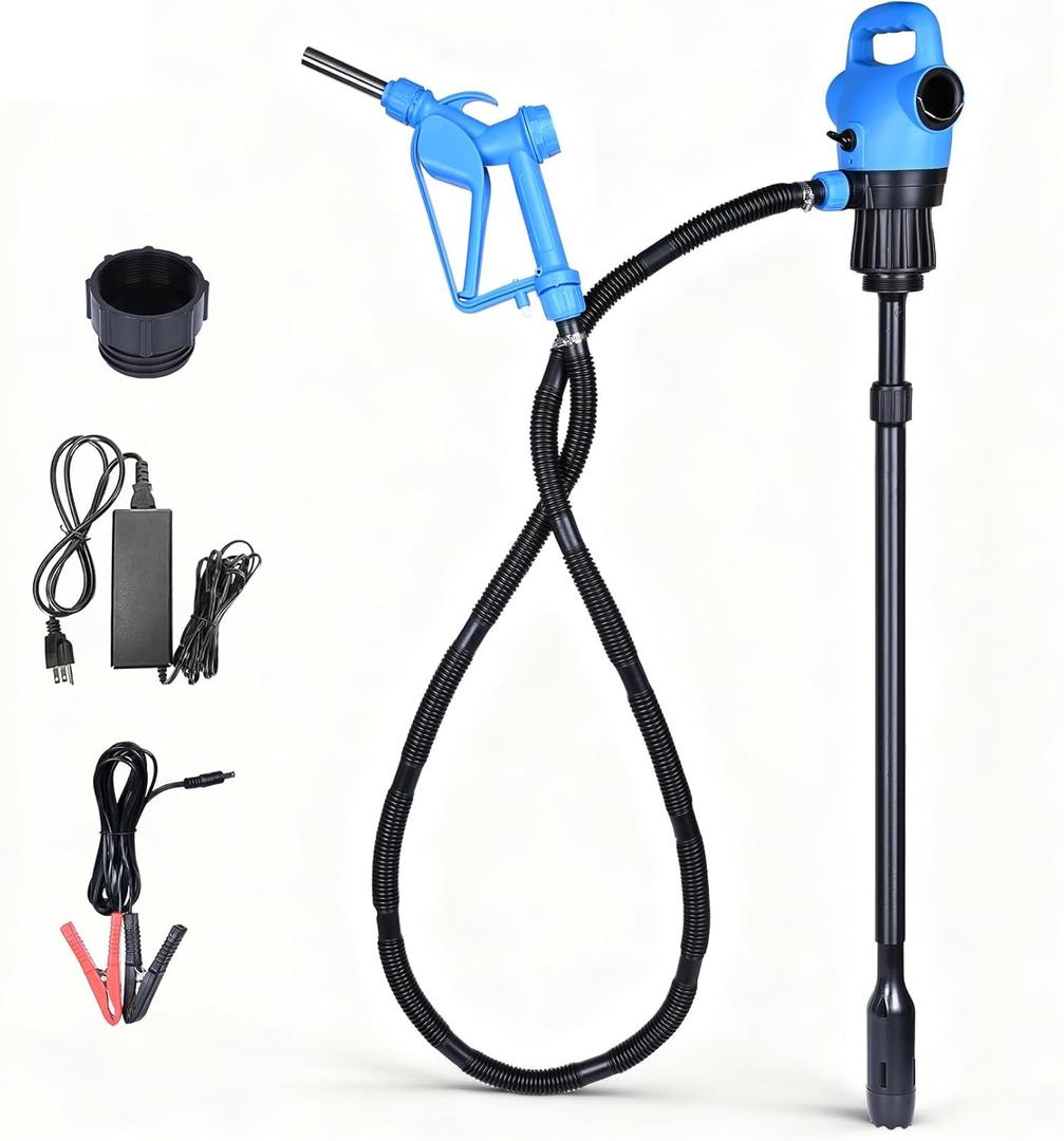 Electric Drum Barrel Pump, 110V-240V AC/ 12V DC Power, 55 Gallon Electric Transfer Pumps with 2-Inch Bung Adapter, 5 GPM Flow Rate, Suitable for DEF, Diesel, Water, Antifreeze