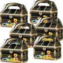 ArtCreativity Treasure Chest Treat Boxes for Kids, Pack of 12 Cardboard Box with Handles, Treasure Box Toys, Cookies, Candy Goody Bags, Halloween Pirate Accessories Birthday Party Favors Gift Bag