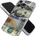 Fenytusi One Hundred Phone Case Compatible with iPhone 15 Pro Max Money 100 Dollar Bill Soft Silicone Phone Shockproof Cover for Men Women
