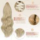 FELENDY 16" Ponytail Extension Long Curly Wavy Ponytails Clip in Claw Hair Extension Pony Tails Natural Looking Synthetic Hairpiece for Women Light Blonde Mix Bleach Blonde