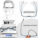CARA Extremely Lightweight Progressive Multifocus Reading Glasses for Men No-Line Blue Light Blocking Computer Readers 2Pack, 3.50x
