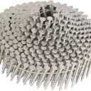 kimllier 3600 Counts Coil Siding Nail Full Round Head Wire Collated Coil 15-Degree 1-1/4-Inch x .090-Inch Ring Shank 304 Stainless Steel