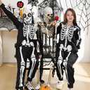 Waipfaru Halloween Skeleton Costume Women-Skeleton Onesie Adult -Front and Back Bone Print with Zip Up Hooded (Medium)