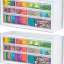 IRIS USA Small Drawer Organizer Storage, 2-Pack, 10-Drawer Craft Cabinet for Screws Hardware Art Supplies Small Parts Nuts Bolts Nails Tool Container, Drink Packet Water Flavor Packet Organizer, White