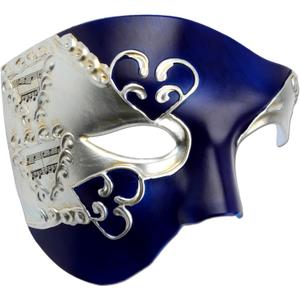 Hoshin Masquerade Mask, Half-Face Mardi Gras Decorations Venetian Masks for Mens (Blue & Silver)